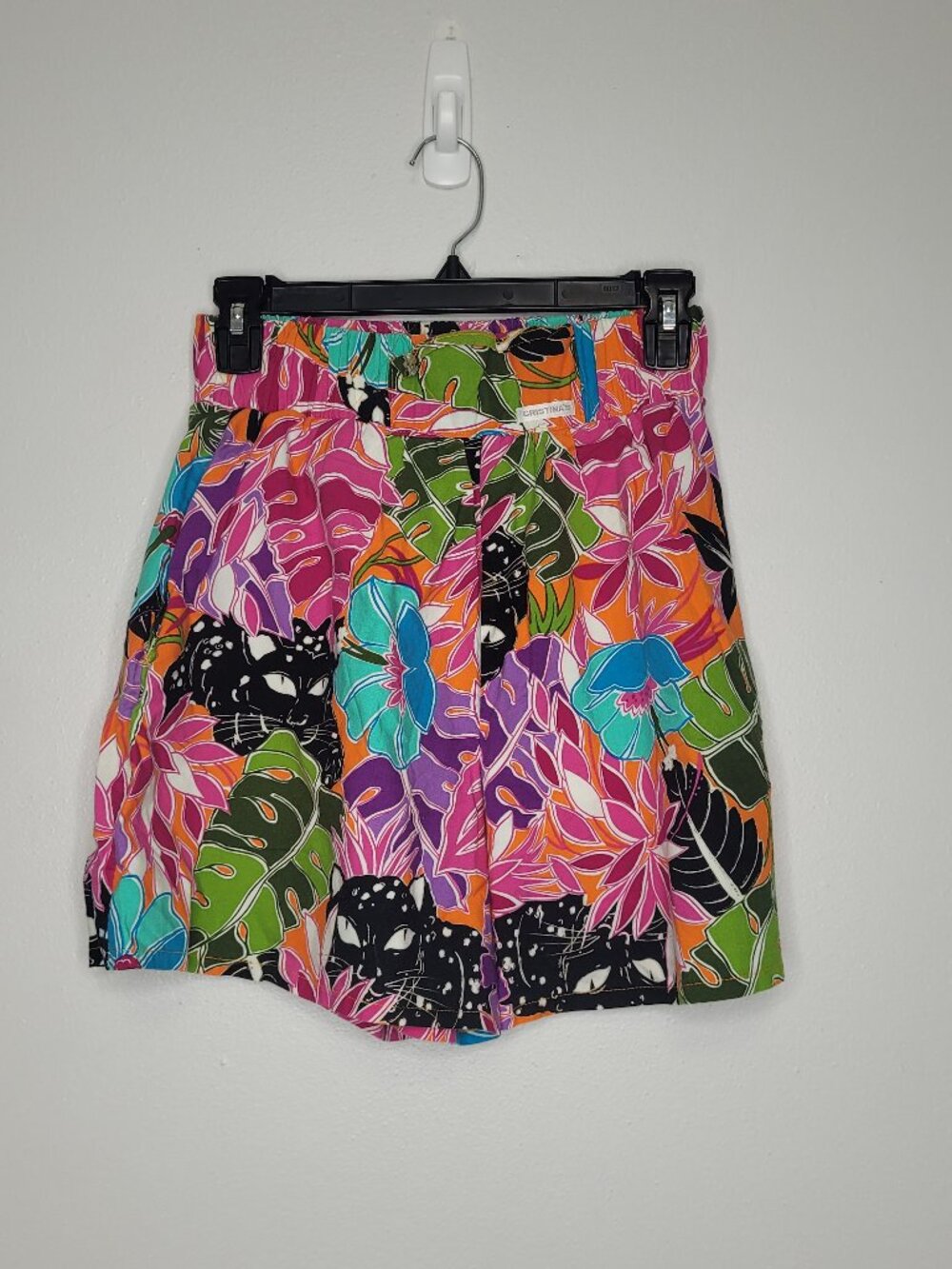Vintage Christinas bright bold tropical high waisted art to wear shorts size med